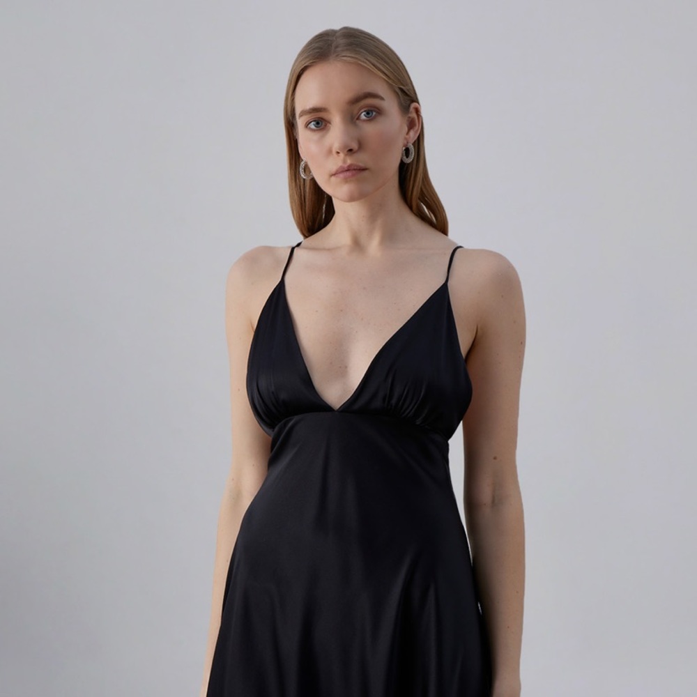 100% Silk Black Slip Dress NWT